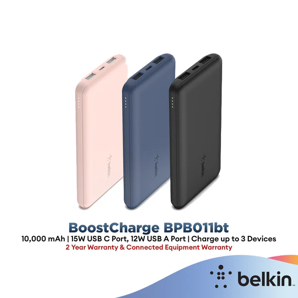 BPB011btNoLogo.webp Belkin BPB011bt BoostCharge Power Bank 10000mAh 15W with USB A to USB C Cable