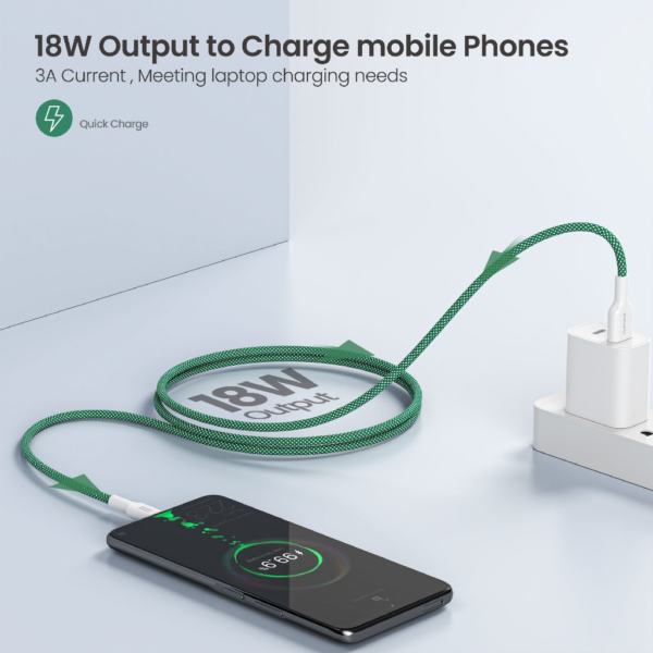 ALPHA·X ALUSB 2C Data Cable USB A to Type C 1.2m Braided Cable Heat Protection (Green)