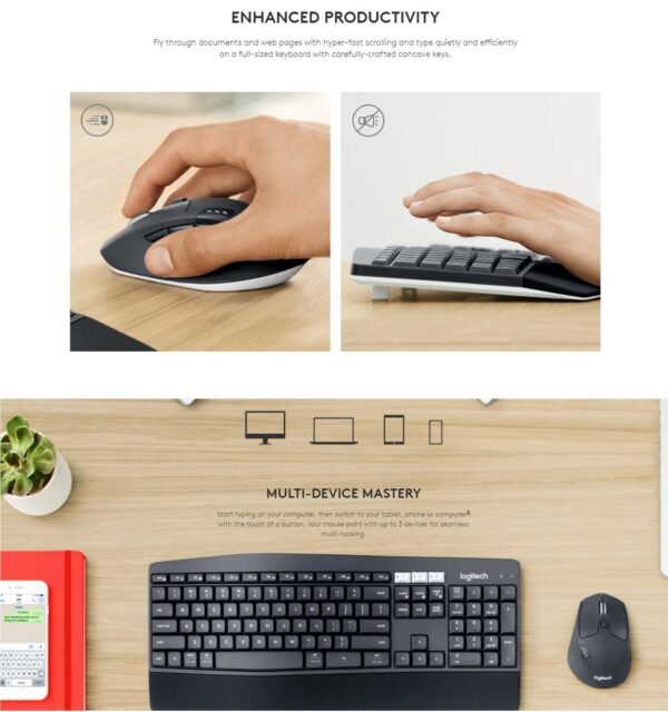 Logitech MK850 Multi-Device Performance 2.4GHz Wireless Keyboard and Mouse Combo